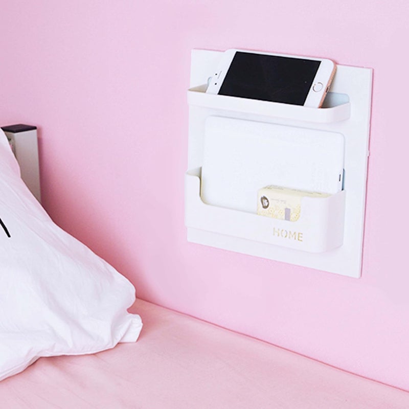 EHKIT Bedside Shelf Accessories Organizer- Wall Mount Self Stick On,Ideal for Glasses,Remote,Earphone, Cell Phone Charger,Manicure Kit - Image 1
